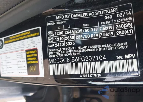 2014 Mercedes-Benz Glk 350 4Matic from USA, damaged, VIN WDCGG8JB6EG302104